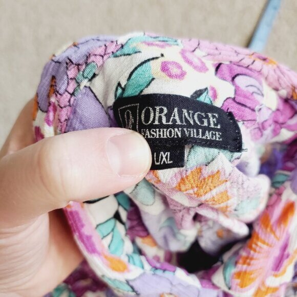 Vintage Orange Fashion Village Floral Coastal Grannycore Retro 90s Shirt L/XL - Picture 7 of 9